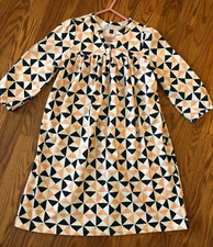 Tea Girls Navy Blue & Pink triangle design Dress Size 10