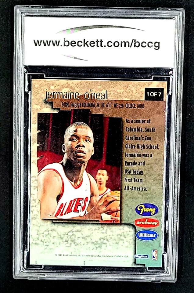 1996 1996-97 Skybox Premium Franz #1 Jermaine O'Neal RC Rookie BCCG 10 Mint+ - Image 2 of 4