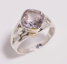 Pink Amethyst Ring 925 Sterling Silver Statement Boho Rings Jewelry Gift for Her