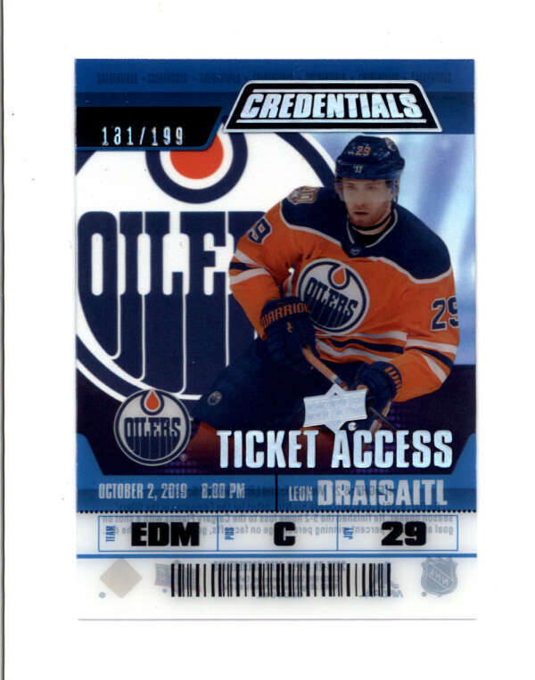 LEON DRAISAITL 2019/20 UD CREDENTIALS #TA-LD TICKET ACCESS #181/199 BC9372
