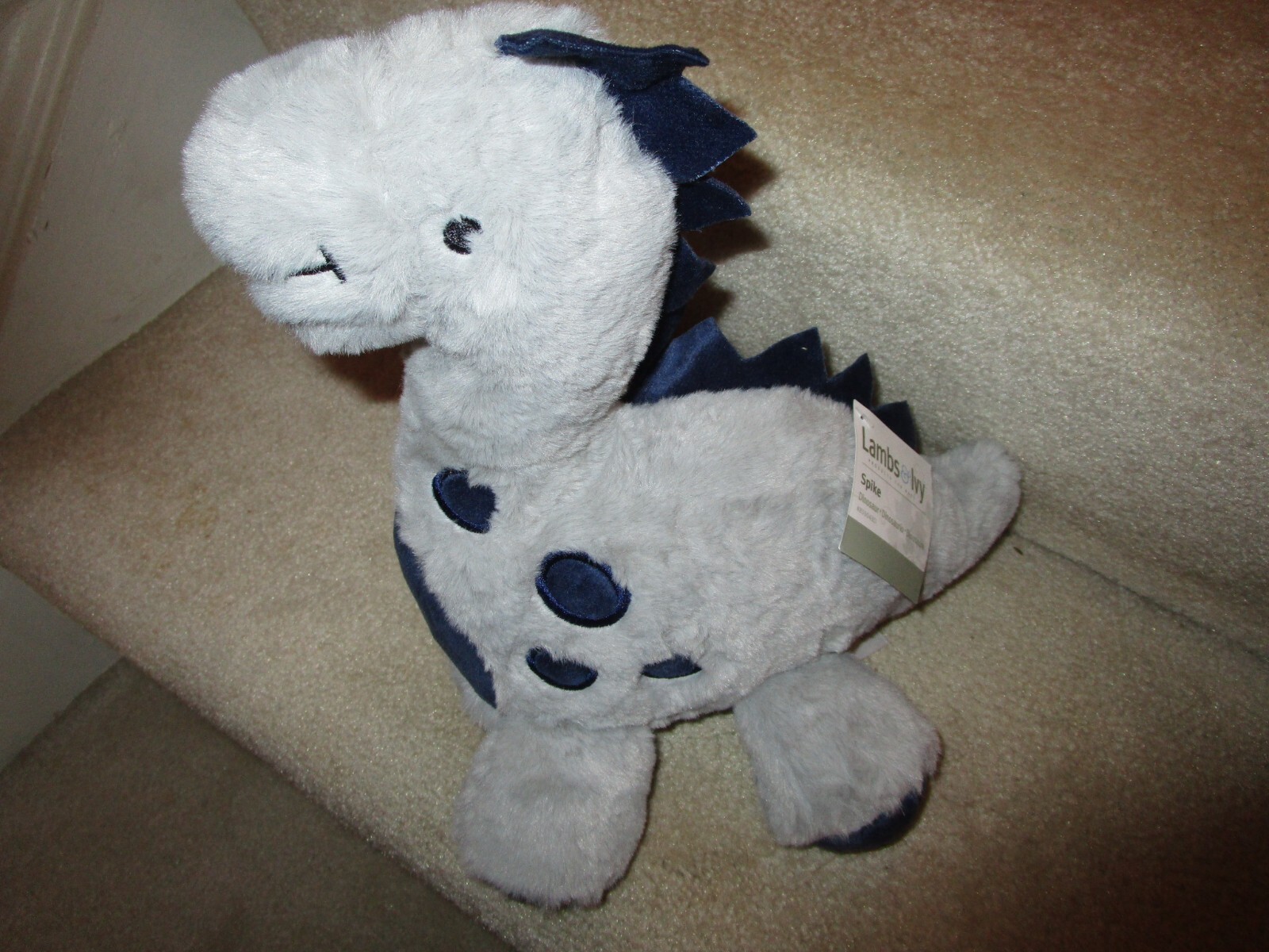NEW LAMBS & IVY SPIKE THE GRAY AND BLUE 13" PLUSH DINOSAUR eBay