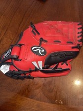 Rawlings Red Black Baseball Glove Youth Right Hand Thrower PL110S 11" Players