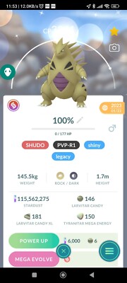 Shiny Tyranitar Legacy ( Smack Down ) Pokemon Tr@de Go