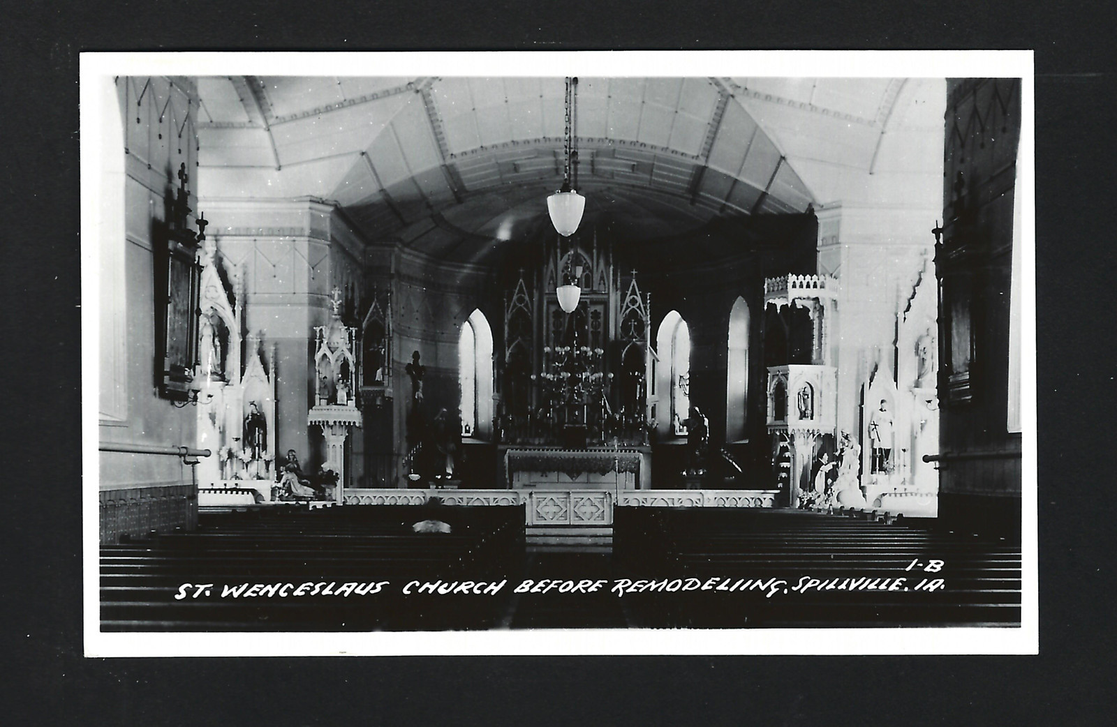 Spillville Iowa IA 1930s RPPC Catholic Church Interior View, Alter