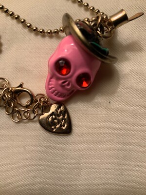 Betsey Johnson Pink Skull Necklace 