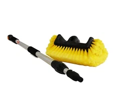 10" Yellow Car Wash Brush head with 68" Flow-Thru Telescoping Handle
