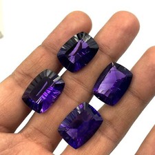 Natural African Amethyst Cushion Concave Cut Loose Gemstone 2 Pcs 15 20 MM 34 CT