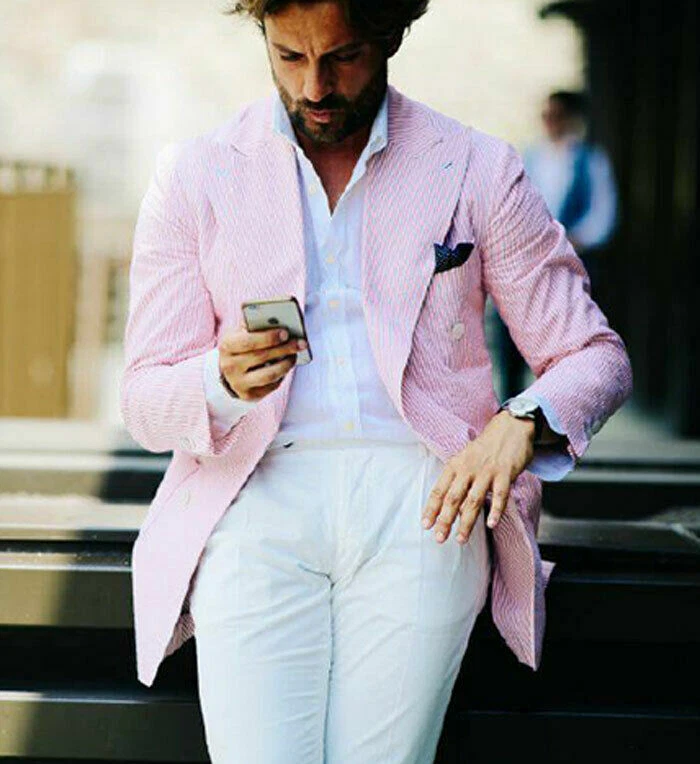 Pink clearance seersucker blazer