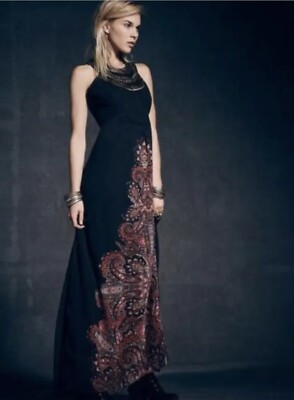 Free People Women's Maxi Dress Demeter Metal Beaded Boho $400.00 Size 0 XS