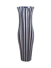 Ladies Multi Stripe Pleated Midi Dress