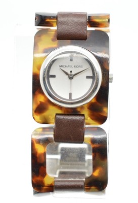 Michael Kors Faux Tortoise Shell Watch | Measures 7 3/4” | 5 atm 50 meters Michael Kors Slim Runway Tortoise Shell Dial Two Tone Steel  main image 2