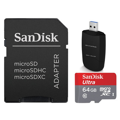 SanDisk Ultra 16GB 64GB 80MB/S 533X MicroSD Memroy Card + USB 3.0 Reader