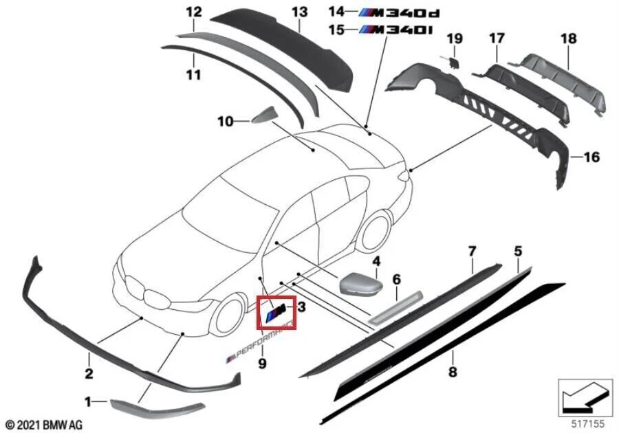 BMW Genuine M Performance BLACK LOGO Lettering Emblem Badge SET 51145A4B373 NEW - Изображение 3 из 4