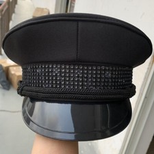 Armee Captain Hut Mit Strass Cap Polizeikostüm Militär Kostüm Zubehör Schwarz