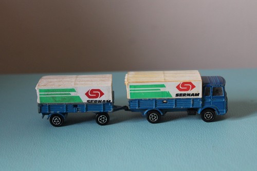 Majorette 3” SAVIEM Sernam LORRY & 2.6” TRAILER Diecast Car VINTAGE No:241 Truck - Picture 2 of 11