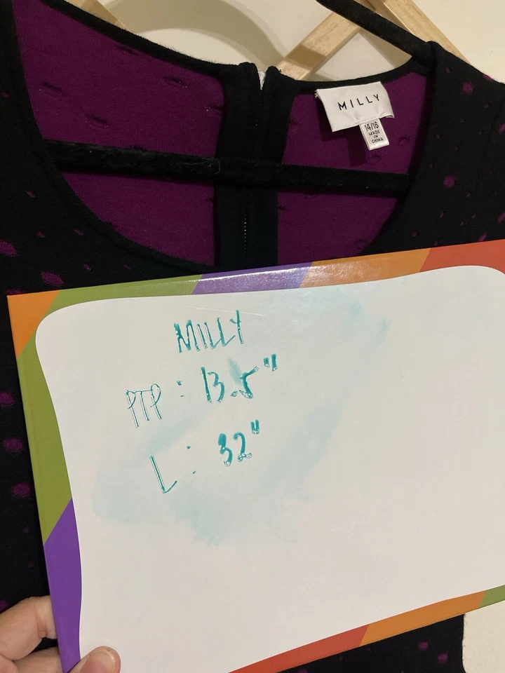 Vestido MILLY Niñas 14/16 Negro/Púrpura Pointelle Jacquard Ajuste y Acampanado Foto 4 de 4