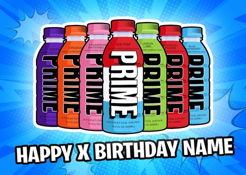 Prime KSI Drink Cake Topper Decoration Rectangle Personalised sizes inc Costco - Picture 7 of 8