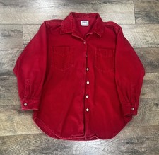 Vintage 90s Corduroy Button Up Work Shirt Red Large SOHO Compagnie