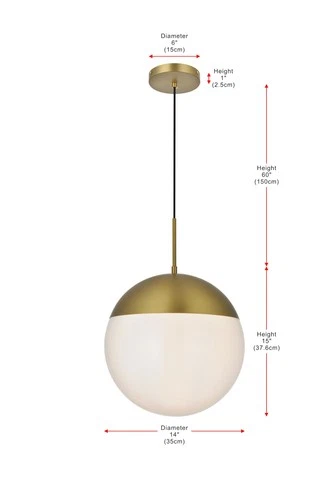 Elegant Lighting LD6044 Eclipse 14"W Pendant - Gold - Picture 3 of 12