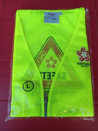 GILET DI SICUREZZA GIALLO RIFLETTENTE grande LG Ritz Repubblica Servizi Logo Cerniera DPI