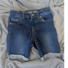 Cat  Jack Girls Bermuda Denim Shorts Stretch Blue Size S 6/6X Cuffed Pockets