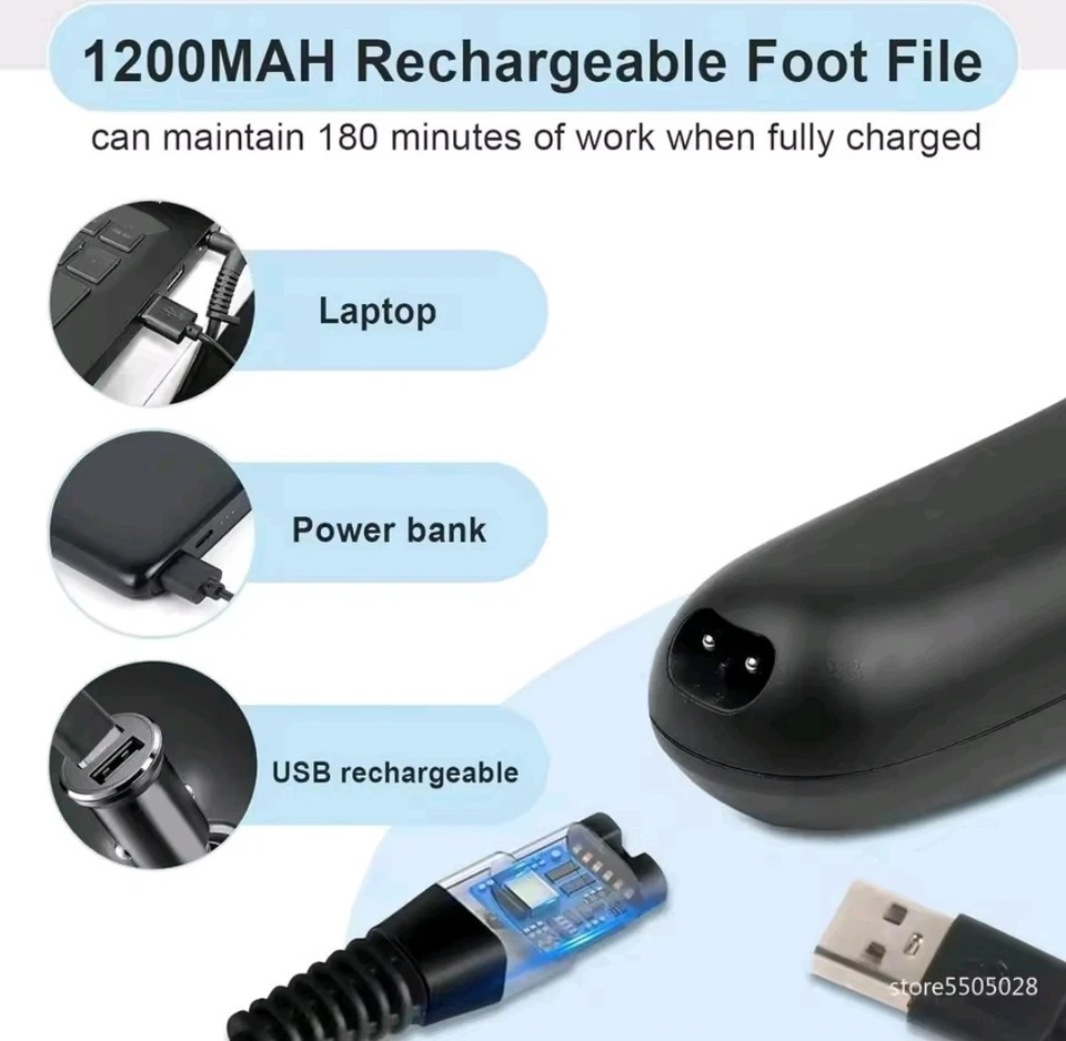 Profi Elektrischer Fußschleifer Feile Hornhautentferner abgestorbene Haut Power Pediküre Werkzeug - Bild 4 von 4