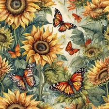 Sunflower Peel and Stick Wallpaper, Vintage Floral Contact Paper 16.9 x 118.1