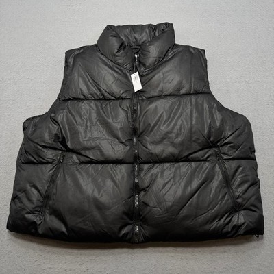 NEW Old Navy Puffer Vest Men's 2XL Black Go-Recycled Full Zip Quilted Gorpcore