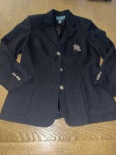 Lauren Ralph Lauren Black Wool Crest Blazer Gold Buttons Preppy Women's Sz 12
