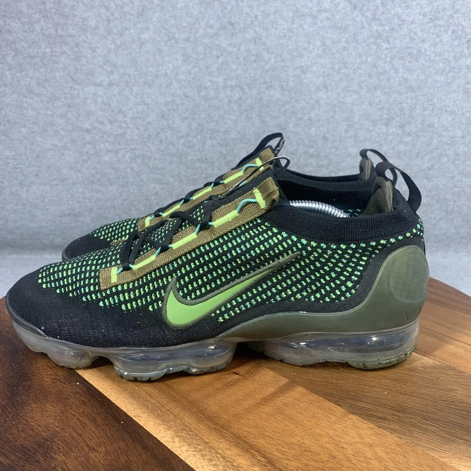 Nike Air Vapormax 2021 FK Shoes 'Black Clorophyll' Cargo Khaki Green Flyknit - Image 2 of 4