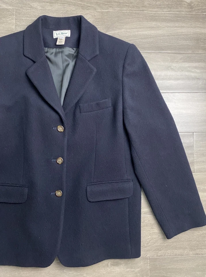 L.L. Blazer para mujer Bean de mezcla de cachemir de lana talla 12p forrado negro Foto 3 de 4