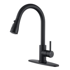 Matte Black Kitchen Faucets with Pull Down Sprayer, Single Handle High Arc St...
