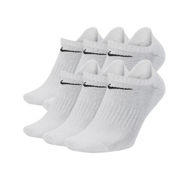 Nike Everyday Cushioned No-Show Socks White 6 Pairs Size M Men s SX7675-100