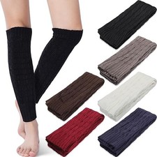 6 pares de calentadores de piernas de punto trenzado para mujer botas hasta