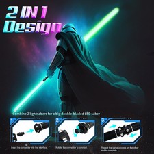 12 Colors Lightsabers Toy, 2 in 1 Dueling Swords RGB Doubled-Blade with FX Sound