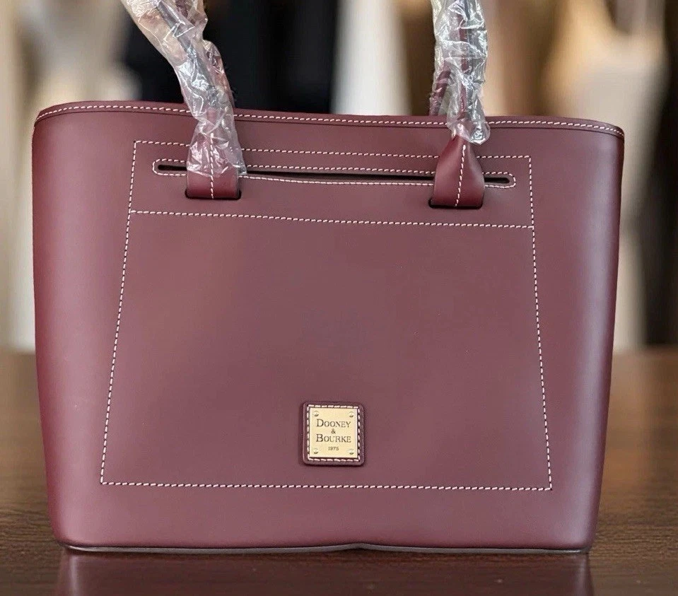 Bolso de Mano Dooney Bourke Burdeos Rojo Borgoña Faro Cuero Liso Shopper Slip Foto 3 de 4