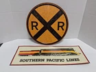 Vintage Southern Pacific Lines Embossed Tin Sign, & RailRoad Crossing Sign Metal