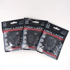 LOCK LACES Original Elastic No-Tie Laces Lot (3 Unopened Packs) | BLACK SOLID