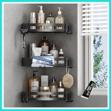 3-Pack Black Triangle Shower Caddy, 3-Tier Corner Shelves, Rustproof Shower S...