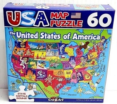 CRA-Z-ART USA MAP 60pc Jigsaw Puzzle Fun Kids Learning United States Capitals 