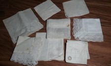 Vintage Madeira Cotton  Linen White Bridal Handkerchiefs Lot of 8