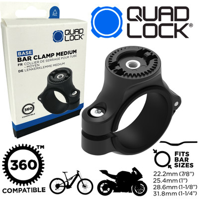 QUAD LOCK 360 Bar Clamp Medium Motorrad Fahrrad Lenkerhalter 22,2 25,4 28,6 31,8
