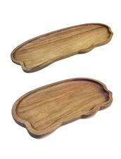 Acacia Wood Serving Tray - Organic Shape Snack Plate - 11.4”/ 7.4”