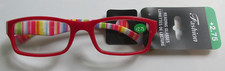 Reading Glasses 2.75 Fashion Print Designer Plastic Frame Red Striped