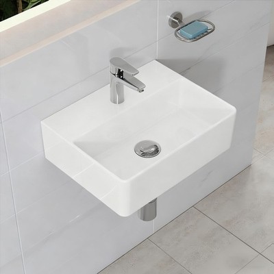 HOROW 39 x 30 cm Waschbecken Bad Keramik Waschtisch tiefes Aufsatzwaschbecken