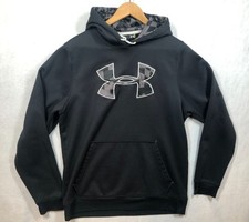 Under Armour Hoodie Loose Fit Black Gray Camo Hooded Logo Sweatshirt Men's M