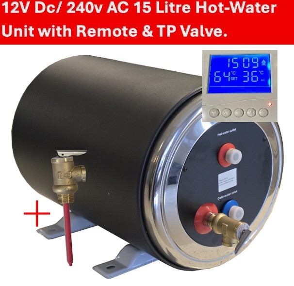 12V Dc/240V Ac Electric 15L Storage HOT Water Unit Heater Caravan RV Motorhome