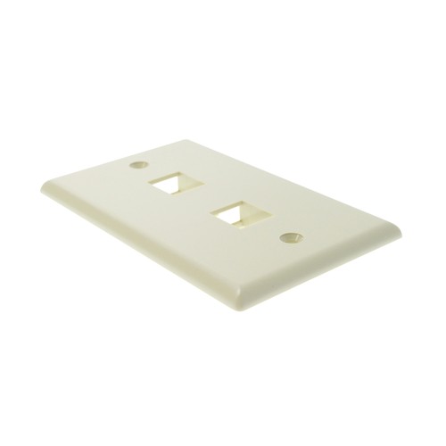 HELLERMAN-TYTON FPDUAL-I SINGLE-GANG 2-PORT FLUSH MOUNT FACE-PLATE, IVORY - Picture 2 of 4
