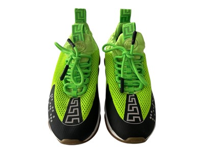 Versace Chain Reaction Suede Cross Chain Lime Green Black Sneakers