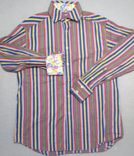 Robert Graham Striped Flip Cuff Button Up Long Sleeve Shirt Mens Multicolor